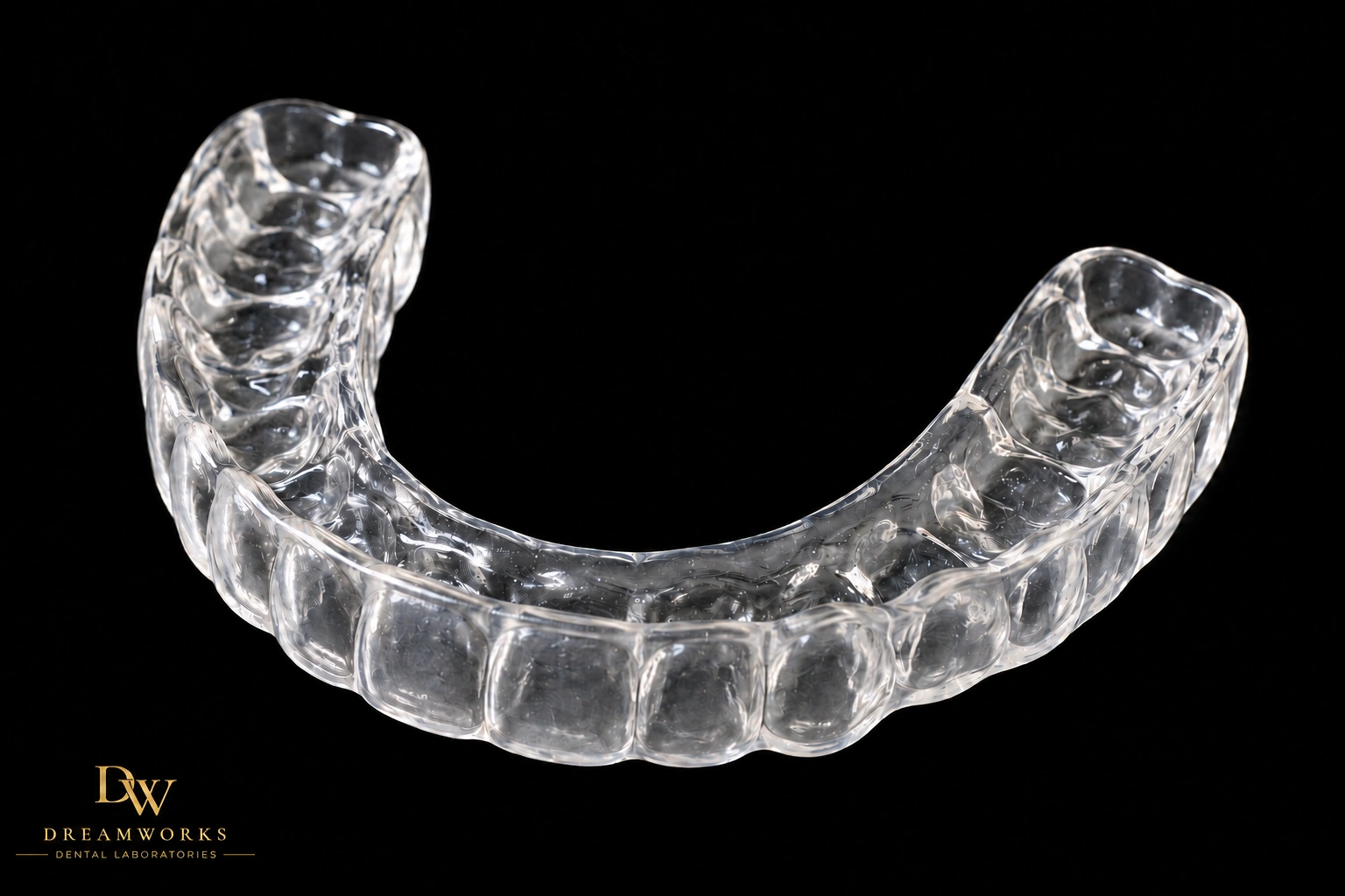 Clear custom night guard from Dreamworks Dental Lab