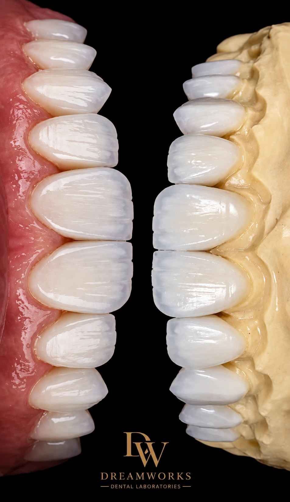 Porcelain veneers made by Dreamworks Dental Lab